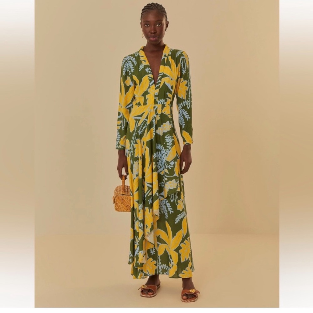 NWT Farm Rio Foliage Sketch green dress